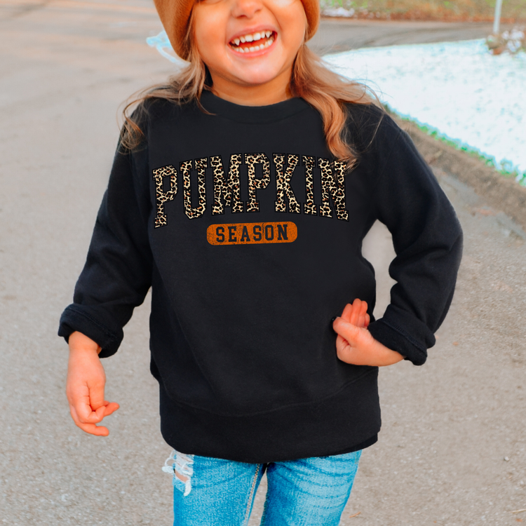 Pumpkin Season Leopard Kids Sweatshirt