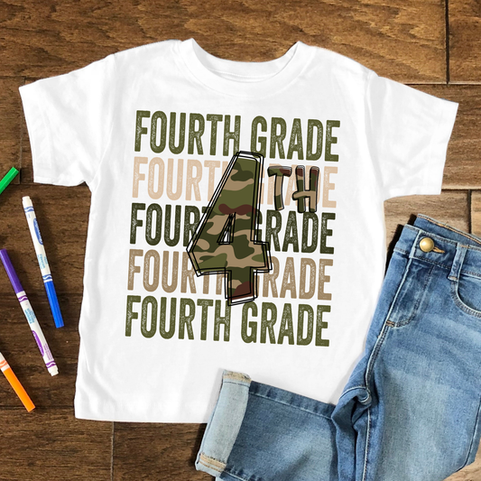 4th Grade Camo Kids Graphic Tee