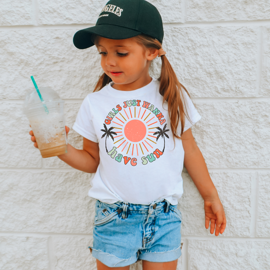 Girls Just Wanna Have Sun Kids Summer Graphic Tee