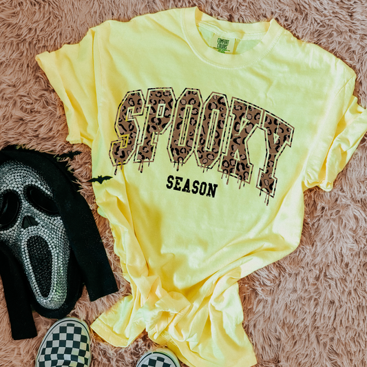 Leopard Spooky Season Comfort Colors Graphic Tee