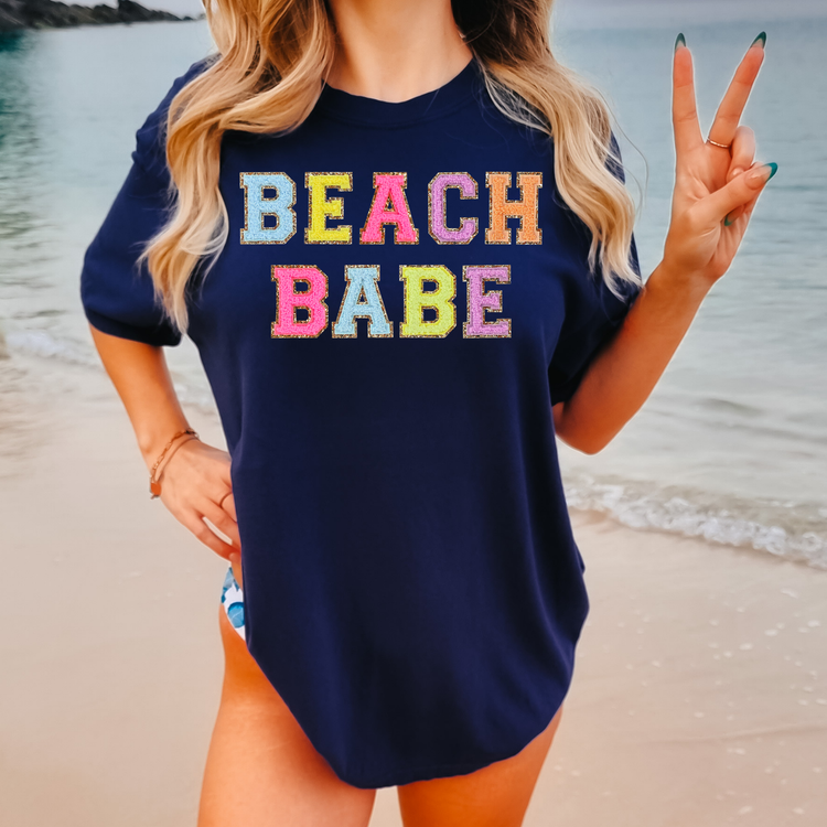 Beach Babe Faux Patches Summer Comfort Colors Graphic Tee