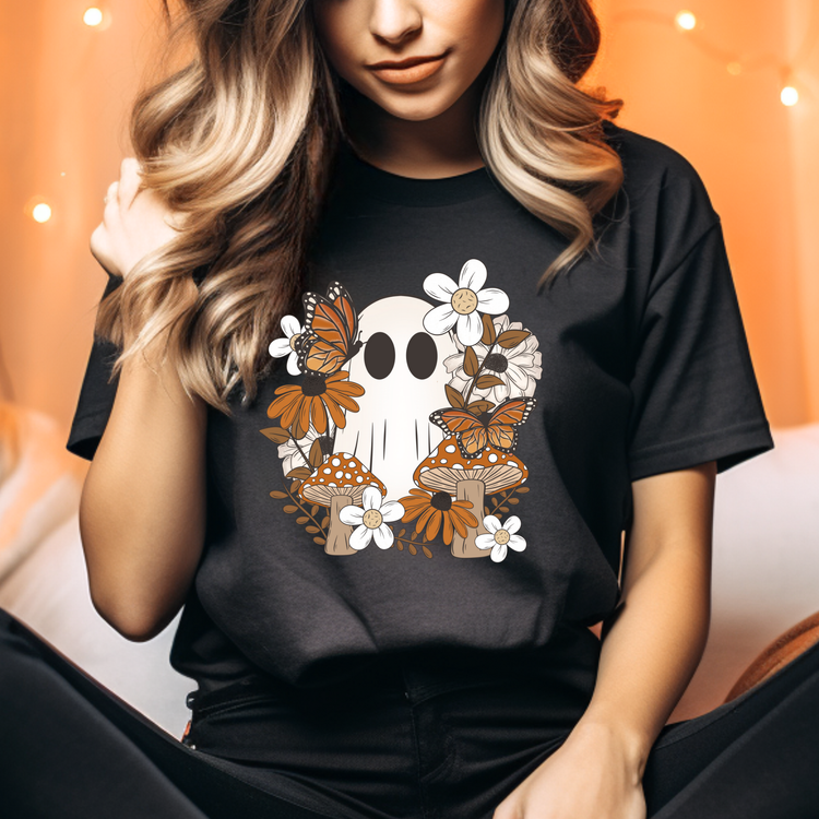 Floral Butterfly Ghost Adult Graphic Tee