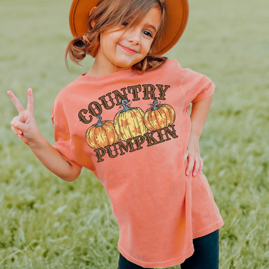 Country Pumpkins Comfort Colors Youth Fall Graphic Tee