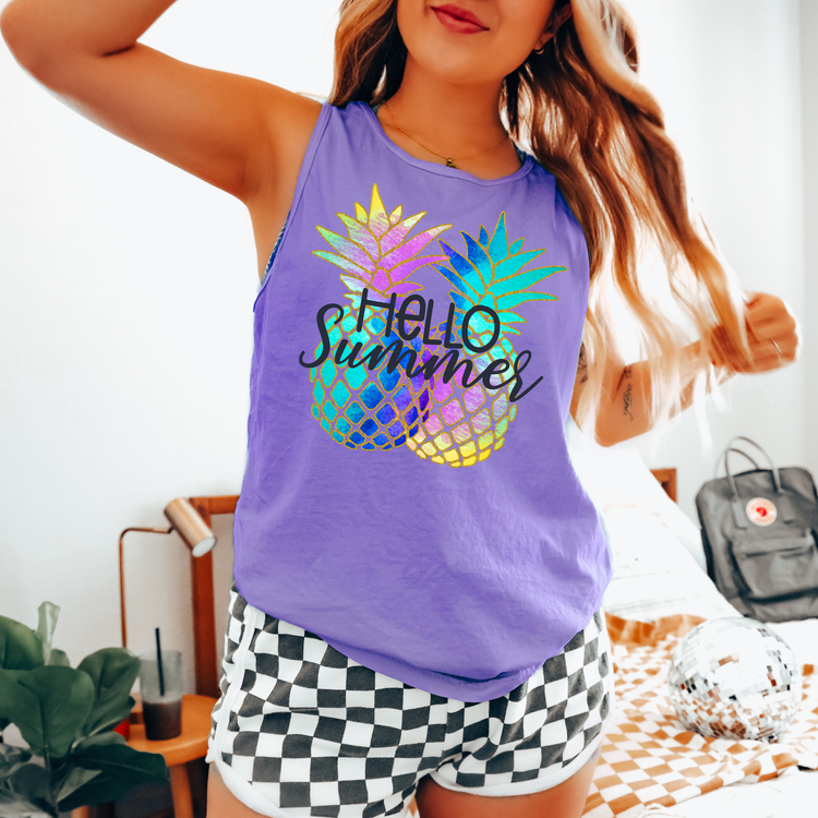 Hello Summer Comfort Colors Tank Top