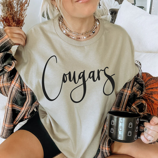 Cougars Minimalist School Spirit Graphic Tee