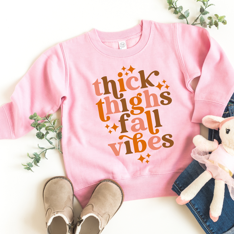 Thick Thighs Fall Vibes Kids Sweatshirt