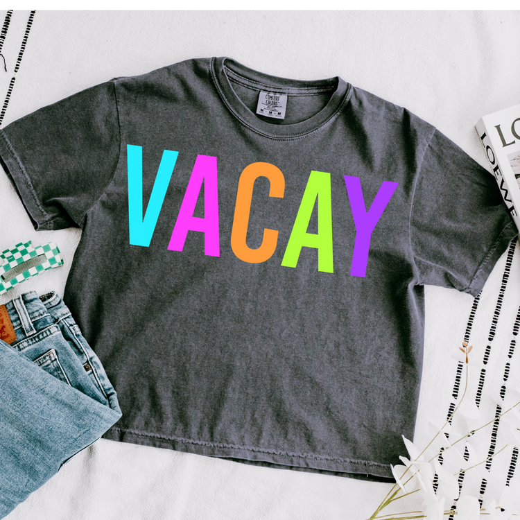 Vacay Bright Cropped Comfort Colors Graphic Tee