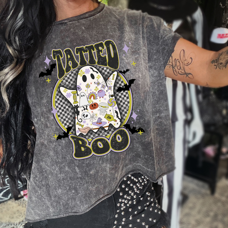 Tatted Boo Mineral Washed Halloween Tee