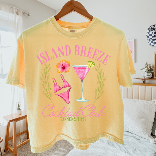 Island Breeze Cocktail Club Cropped Comfort Colors Graphic Tee