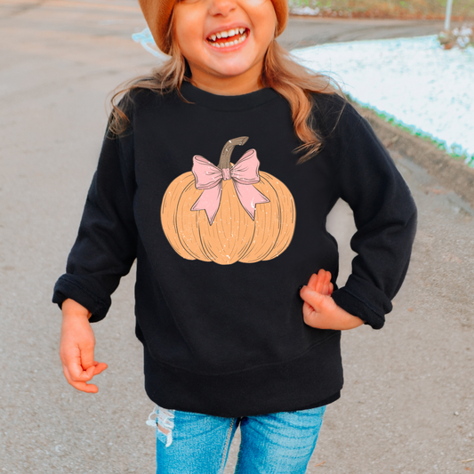 Pumpkin Bow Kids Sweatshirt