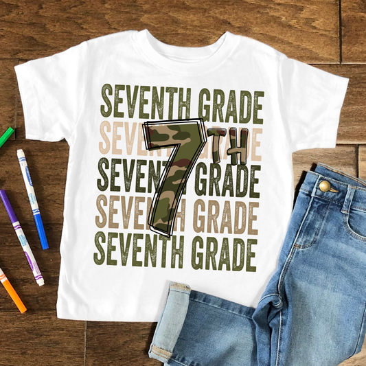 7th Grade Camo Kids Graphic Tee