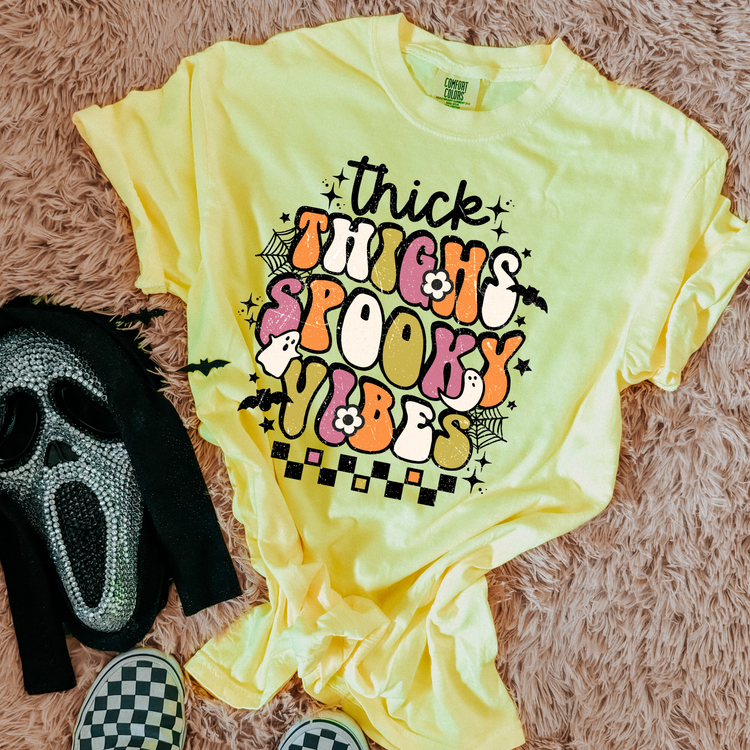 Thick Thigh Spooky Vibes Comfort Colors Graphic Tee