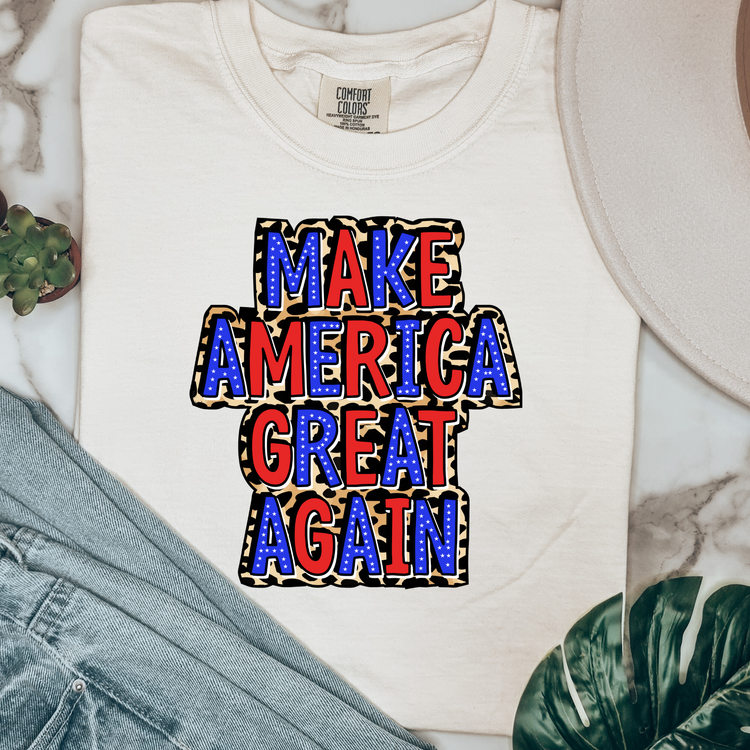 Make America Great Again Leopard Comfort Colors Graphic Tee