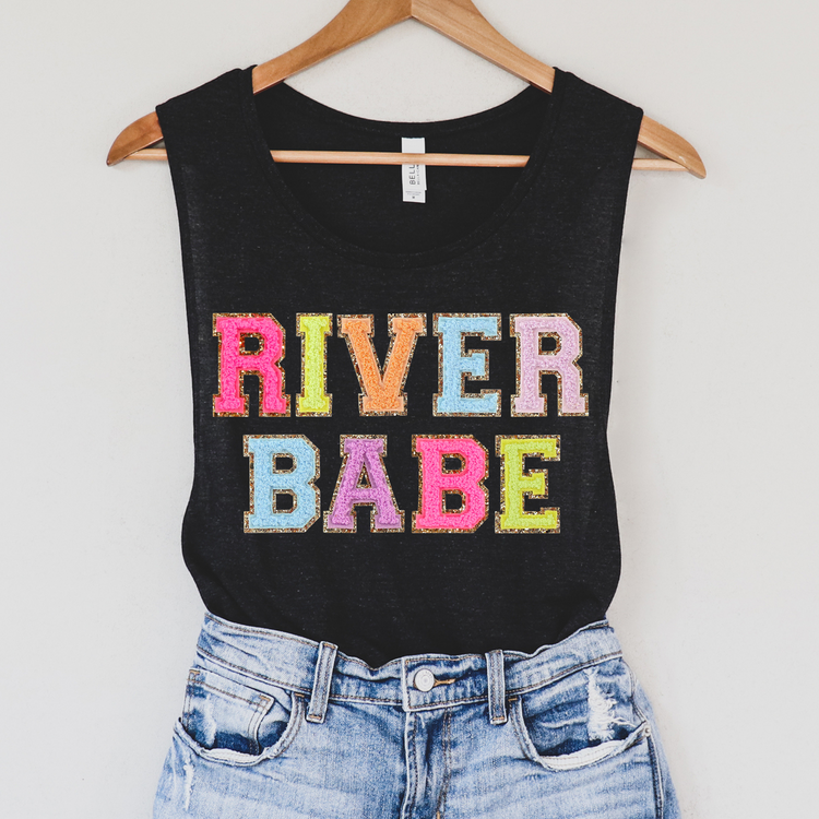 River Babe Faux Patches Summer Tank Top