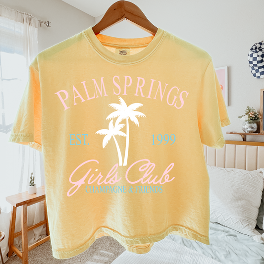 Palm Springs Girls Club Cropped Comfort Colors Graphic Tee