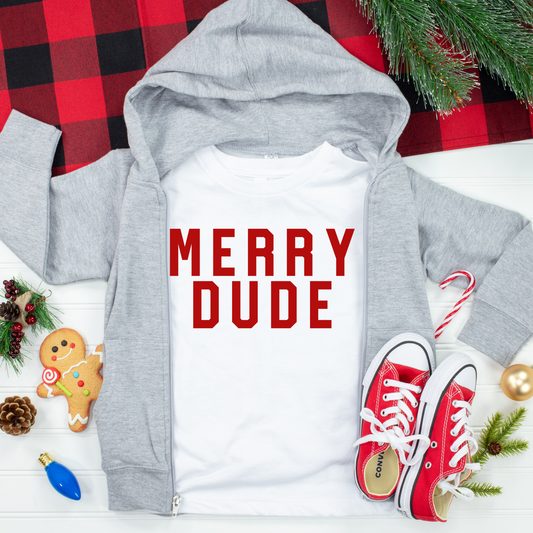 Merry Dude Christmas Kids Graphic Tee