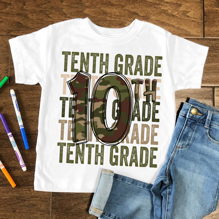 10th Grade Camo Kids Graphic Tee