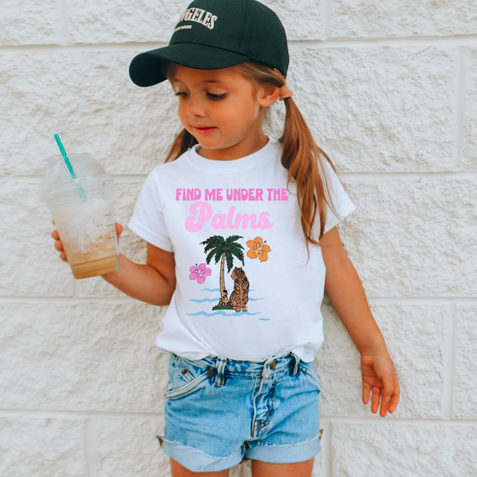 Find Me Under The Palms Kids Summer Graphic Tee