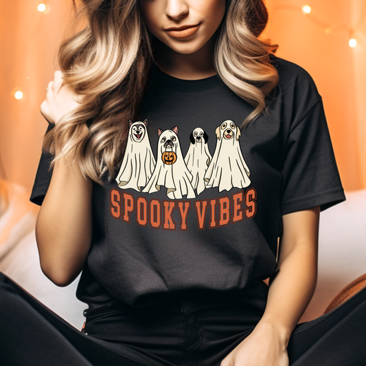 Dog Spooky Vibes Adult Graphic Tee