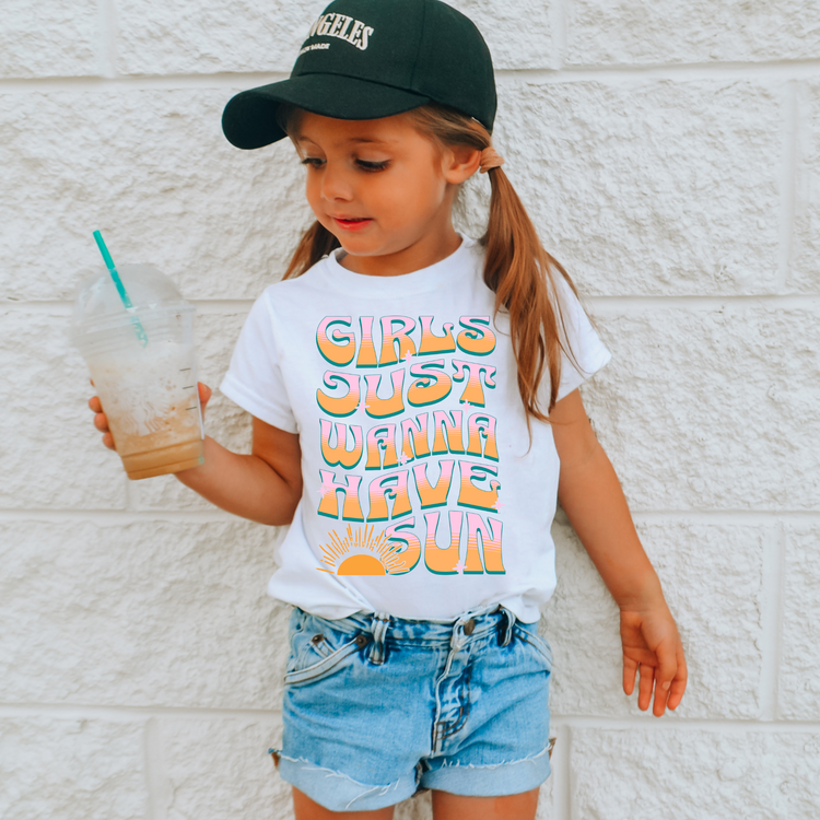 Girls Just Wanna Have Sun Kids Summer Graphic Tee