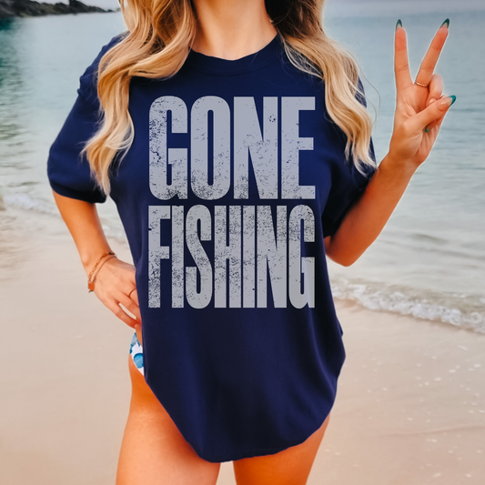 Gone Fishing Summer Comfort Colors Graphic Tee