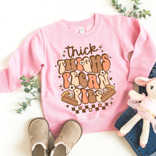 Thick Thighs Pumpkin Pies Season Kids Sweatshirt