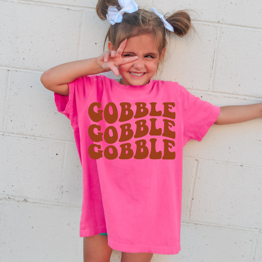 Gobble Gobble Gobble Comfort Colors Youth Fall Graphic Tee