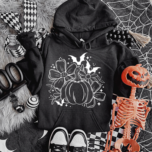 Pumpkin Outline White Halloween Hoodie