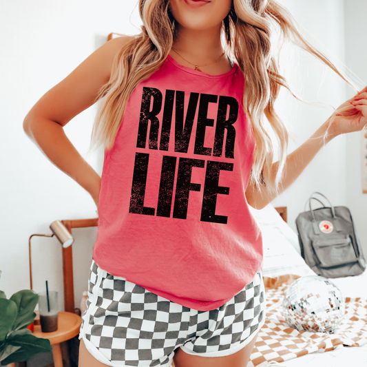 River Life Black Comfort Colors Tank Top