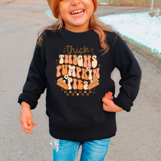 Thick Thighs And Pumpkin Pies Kids Sweatshirt