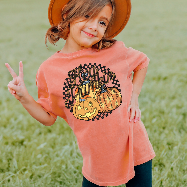 Hey Pumpkin Comfort Colors Youth Fall Graphic Tee