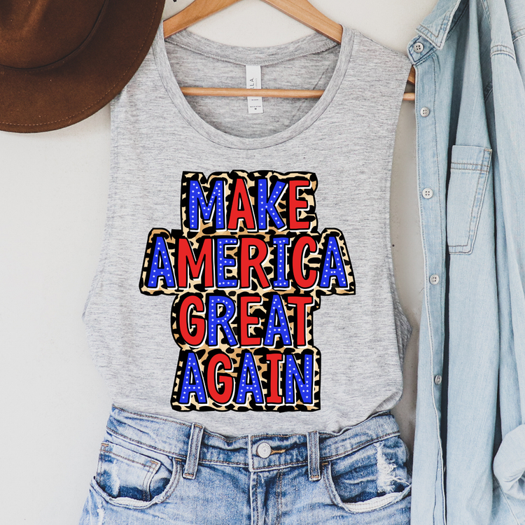 Make America Great Again Leopard Political Tank Top