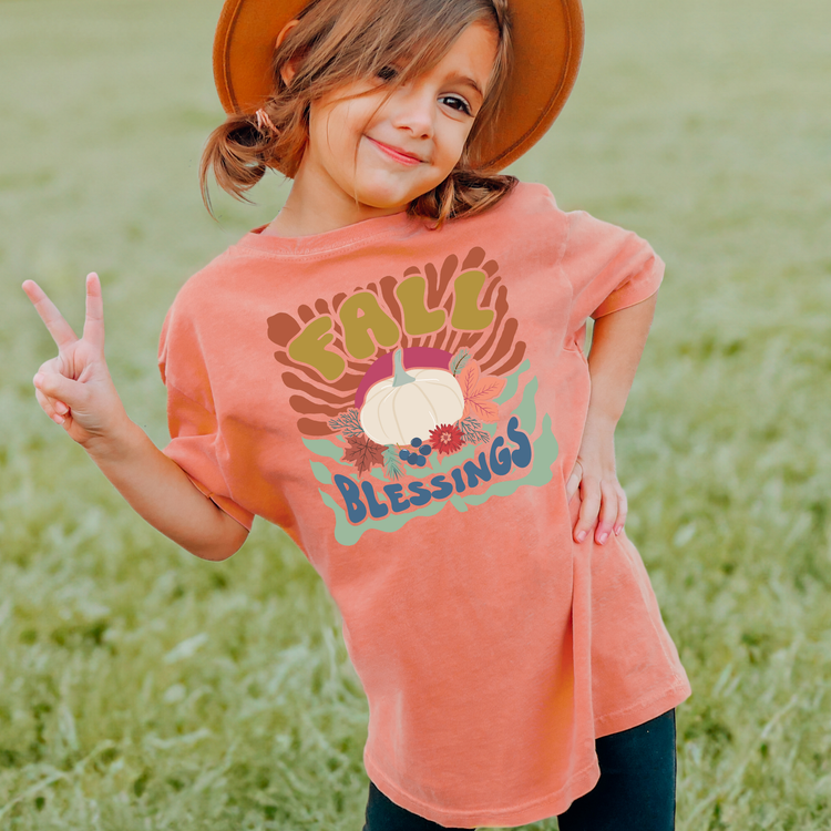 Fall Blessings Comfort Colors Youth Fall Graphic Tee