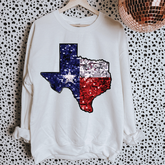 Faux Sequins Texas Political Sweatshirt