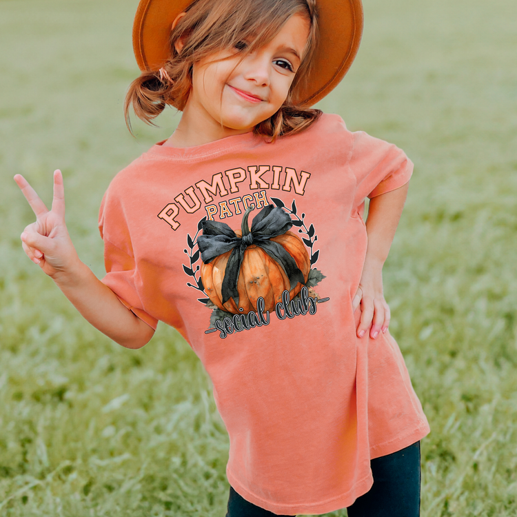 Pumpkin Patch Social Club Comfort Colors Youth Fall Graphic Tee