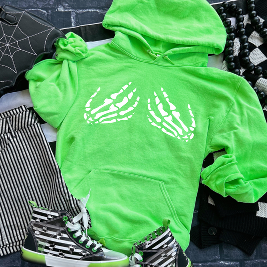 White Skeleton Hands Halloween Hoodie