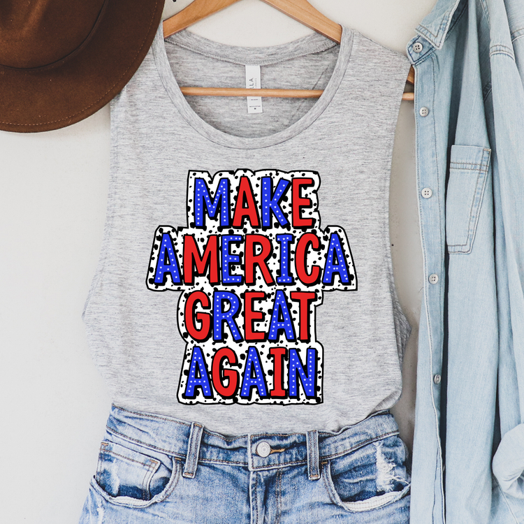 Mak America Great Again Polka Dots Political Tank Top