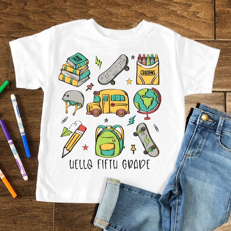 Hello Fifth Grade Kids Graphic Tee