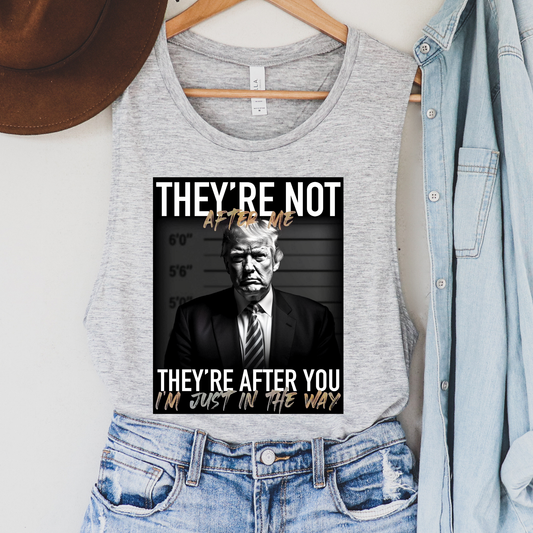 They're Not After Me Gold Political Tank Top