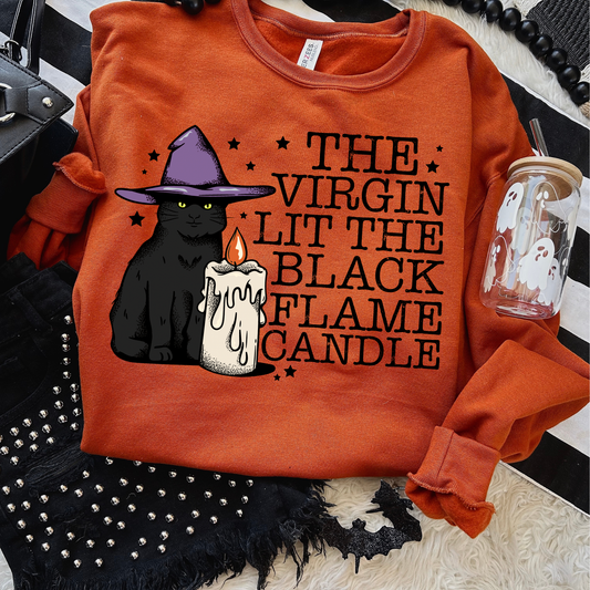 Black Flame Candle Halloween Sweatshirt