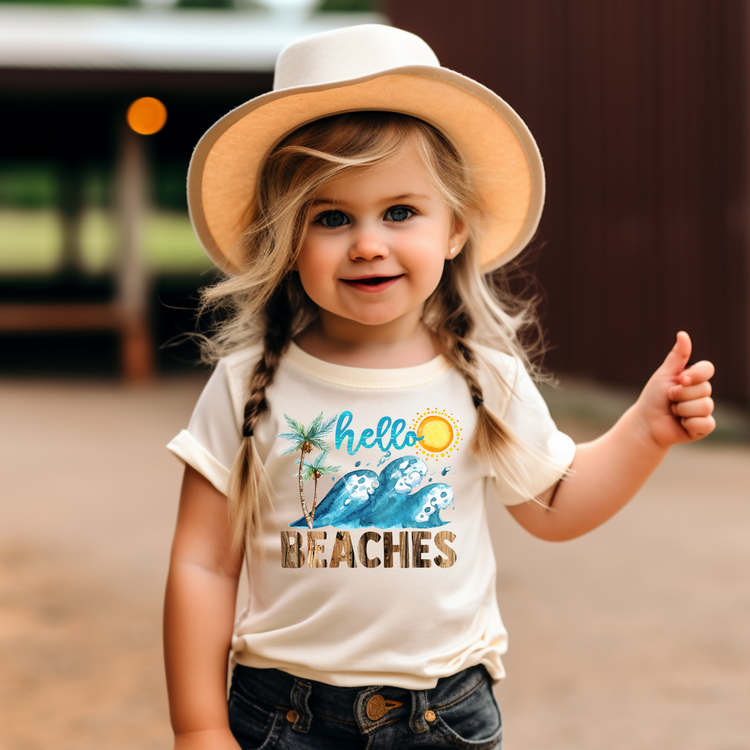 Hello Beaches Kid Summer Graphic Tee