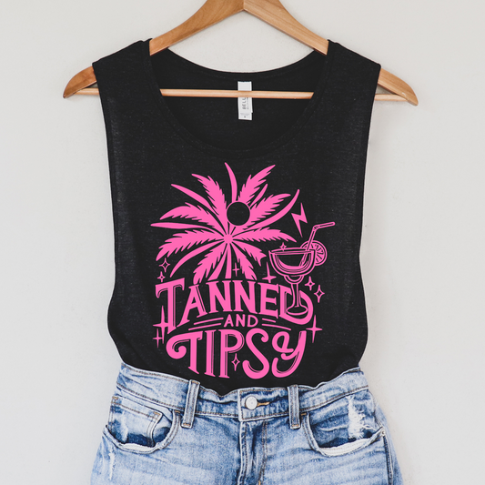 Tanned And Tipsy Pink Summer Tank Top