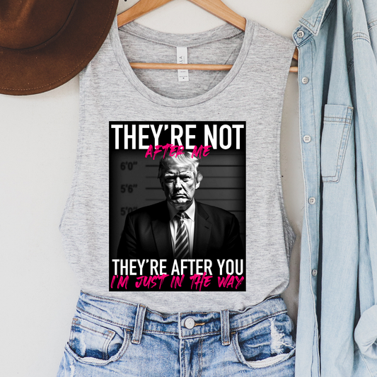 They're Not After Me Pink Political Tank Top