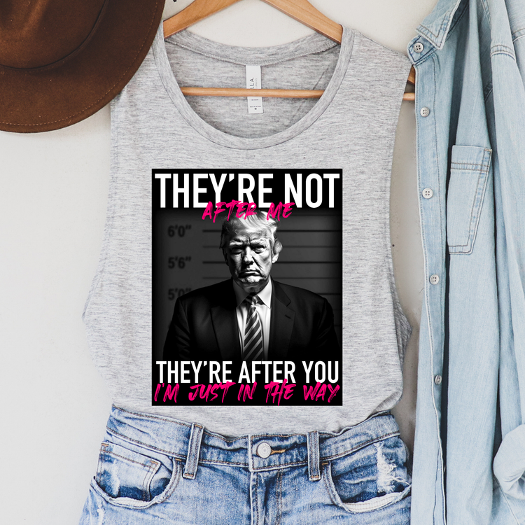 They're Not After Me Pink Political Tank Top