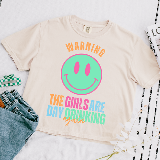 The Girls Are Day Drinking Cropped Comfort Colors Graphic Tee