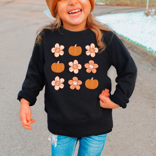 Pumpkins And Flowers Kids Sweatshirt