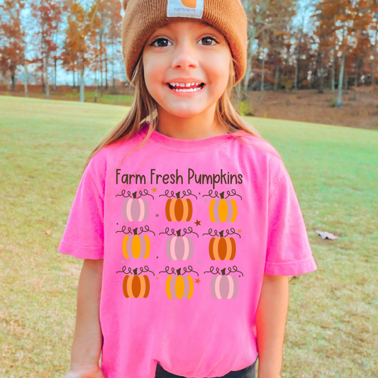 Farm Fresh Pumpkins Comfort Colors Youth Fall Graphic Tee