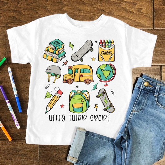 HelloThird Grade Kids Graphic Tee