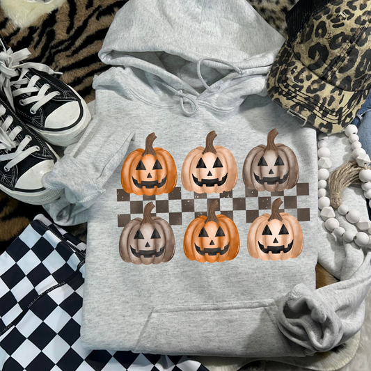 Checkered Pumpkin Halloween Hoodie