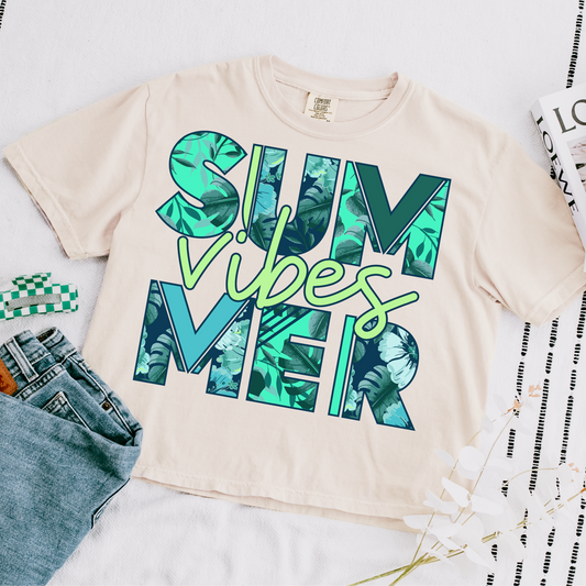 Summer Vibes Cropped Comfort Colors Graphic Tee